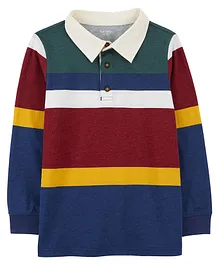 Carter's 60% Cotton & 40% Polyester Striped Full Sleeves Rugby Polo T-Shirt - Multicolor
