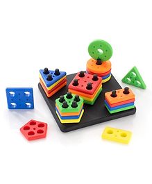 Enorme Intellectual Learning Geometric Shape Stacker Matching Five Column Blocks Puzzle Shape Sorter Column Game Toy - 26 Pieces