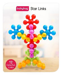 Babyhug Star Links 12 Pcs Colorful Toy| Interlocking Learning and Pre-School Educational Blocks| Improves Creativity And Construction Blocks For Kids| Promote Fine Motor Skills and Sensory Development| BIS Certified| 6 Months+