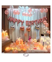 AMFIN Happy Birthday Foil Balloon Birthday Decoration Kit Rose Gold - Pack of 45