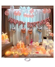 AMFIN Happy Birthday Foil Balloon Birthday Decoration Kit Rose Gold - Pack of 70