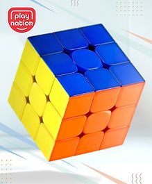 Play Nation Premium 3X3 Stickerless Multicolor Rubik Cube for Children| Beginner Speed Cube for Adults & Kids| Magic Speedy Problem-Solving Cube| Brainteaser Stress Buster Brainstorming Puzzle| BIS Certified| 5 Years+