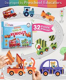 Intelliskills Premium Level Up Vehicles Puzzles | 32 Pieces | Thick & Glossy Transport Puzzles | Educational Jigsaw Puzzle | Fun with Learning Toy Game | 8 Vehicle Puzzles | Game for Kids 4 Years & Up