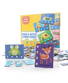 Play Nation Premium 'Build 4 Letter Words' Puzzle for Kids - 200 Pieces| Learn to Spell 50 Four Letter Words| Spelling Puzzle with Beautiful Colorful Pictures| Early Learning Toy| BIS Certified| 3 Years+