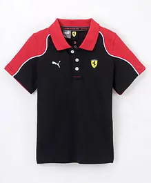 PUMA Cotton Half Sleeves Ferrari Race Polo T-Shirt  - Red & Black