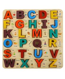 MINDMAKER Wooden Puzzle Educational & Learning Toy 3D Capital Alphabets - Multicolour