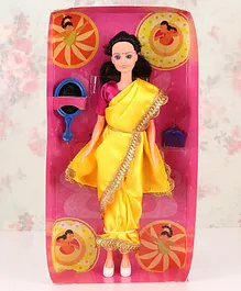Funskool My Mia Doll with Black Hair in Traditional Yellow Indian Sari - Height 29.5 cm (Colour May Vary)