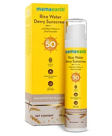 Mamaearth Rice Sunscreen Gel With SPF 50 Gel with Rice Water & Niacinamide for UVA With UVB Protection PA+++ - 50 g
