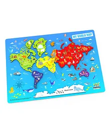 Webby Wooden Educational World Continent Map Continents Learning Board Puzzle - 14 Pieces