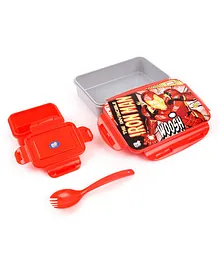 Marvel Avengers Ironman Print Lock & Seal Lunch Box Red & Grey - 800 ml