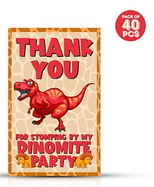 Zyozi Dinosaur theme Thank You for Stomping By My Dinomite Party Tags for Birthday Red -  Pack of 40