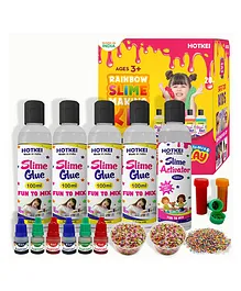 HOTKEI Make 20+ Slimes Scented DIY Magic Toy Slimy Slime Activator Glue Gel Jelly Putty Making kit 4 Clear Glue 1 Activator- Multicolour