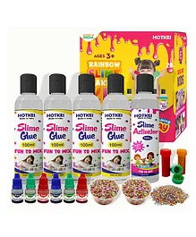 HOTKEI Make 60 Plus Slime Multicolor Scented DIY Magic Toy Slimy Slime Activator Glue Gel Jelly Putty Making Kit Set Toy For Boys Girls Kids Slime Activator Making Kit 12 Glue & 3 Activator Bottle - 100 ml Each