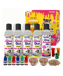 HOTKEI Make 20 Slimes Multicolor Scented DIY Magic Toy Slimy Slime Activator Glue Gel Jelly Putty Making Kit Set Toy For Boys Girls Kids Slime Activator Making Kit 4 Clear Glue 1 Activator - 100 ml Each
