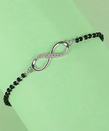 CLARA 925 Sterling Silver Rhodium Plated Black Beads Infinity Hand Mangalsutra Bracelet - 2.3 g