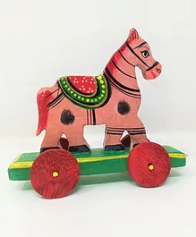 A&A Kreative Box Wooden Toy Pull Along Horse - Multicolor