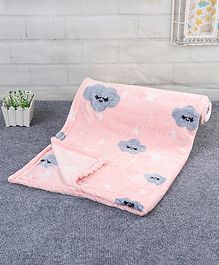 Babyhug Single Ply Mink Blanket Star Cloud Print - Pink