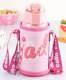 Cello Kido Hot & Cold Stainless Steel Kids Water Bottle Pink- 500 ml