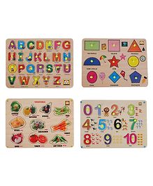 MINDMAKER Wooden Puzzle with Knobs - Multicolour