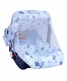 1st Step 5 in 1 Carrycot Cum Rocker With Anti Mosquito Mesh Bear Print - Blue