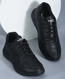 LIBERTY Patch Detailed Lace Up Solid School Shoes - Black