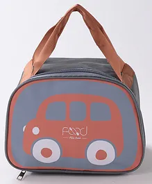Lunch Box Bag with Car Design  - Orange & Grey