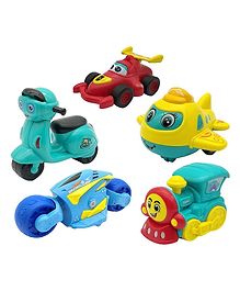 VELLIQUE Unbreakable Pull Back Vehicles Crawling Toy For Kids & Children Power Friction Cars Pack of 5 Multicolor