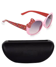 Kidofash Smiley Printed Sunglasses With Case - Red & Pink