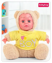Babyhug Sitting Doll with T-Shirt Yellow - Height 22.5 cm