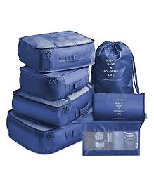 House of Quirk 7pcs Set Travel Organizer Packing Cubes Lightweight Travel Luggage Organizers with Laundry Bag or Toiletry Bag - Dark Blue