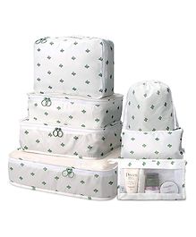 House of Quirk 7pcs Set Travel Organizer Packing Cubes Lightweight Travel Luggage Organizers with Laundry Bag or Toiletry Bag - White Cactus