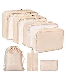 House of Quirk Packing Cubes 7 Pieces Travel Luggage Packing Organizers Set with Toiletry Bag - Beige