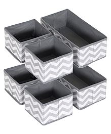 House of Quirk Storage Box Set of 6 Closet Dresser Drawer Organizer Cube Basket Bins Containers Divider with Drawers  - Grey