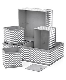 House of Quirk Foldable Cloth Storage Box Closet Dresser Drawer Organizer Cube Basket Bins Containers Set of 6 - Grey