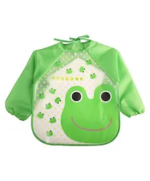 MOMISY Waterproof Full Sleeves Wearable Apron Bib Frog Print - Green