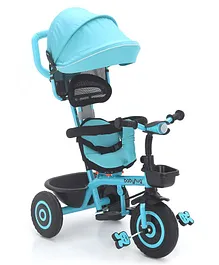 Babyhug Plug & Play Tricycle with Air Wheel Canopy & Parental Handle - Blue