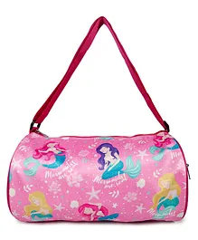 Li'll Pumpkins Swimming Gym Travel Duffle Round Bag with Side Zip Pocket Mermaid Printed - Pink