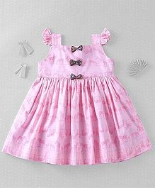 Mom's Girl Zebra Printed Dress With Bows - Pink Mom's Girl Zebra Printed Dress With Bows - Pink