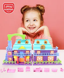 Play Nation Doll House With Play Furniture 14 pieces- Purple