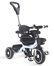 Play Nation Kids Tricycle with Cushion & Parental Push Handle  - Black & White