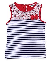 Beebay Sleeveless Striped Tee With Bow Applique - Red Navy Beebay Sleeveless Striped Tee With Bow Applique - Red Navy