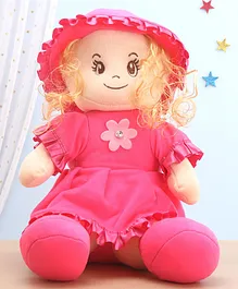 Funzoo Sitting Cherry Candy Doll Dark with Floral Applique Pink - Height 35 cm