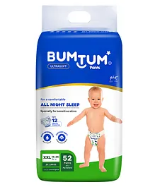 BUMTUM Double Layer Leakage Protection Infused With Aloe Vera Baby Diaper Pants XXL Size - 52 Pieces