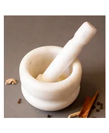 Byora Homes White Marble Concentric Mortar and Pestle - 1000 g