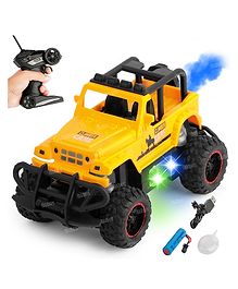 Fiddlerz Remote Control Car for Kids with Mist Smoke Effect 2WD Monster Truck Rock Crawler Climbing RC Toy Car for Boys and Girls-Yellow