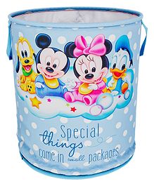 Disney By Kuber Mart Industries Print Waterproof & Foldable Round Laundry Bag with Handle - Sky Blue