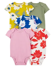 Carter's 5-Pack Half-Sleeve Floral Bodysuits - Multicolour