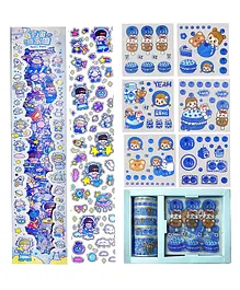 FunBlast Cartoon Theme Decorative Washi Tape Set with Kawaii Stickers - Multicolor