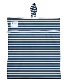 Green Sprouts Waterproof Bag with Wet and Dry Section for Swim and Travel - Navy Stripe Print