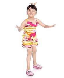Little Pockets Store Tie & Dye Print Jumpsuit With A Bow - Pink Little Pockets Store Tie & Dye Print Jumpsuit With A Bow - Pink